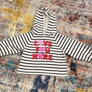 Old Navy Black and White Striped Kids Hoodie love you more